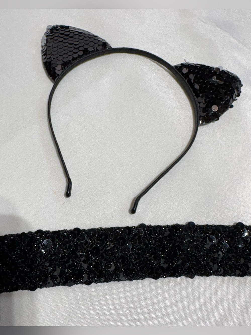 NWT Halloween  Sequin Cat Ear Headband & Choker
